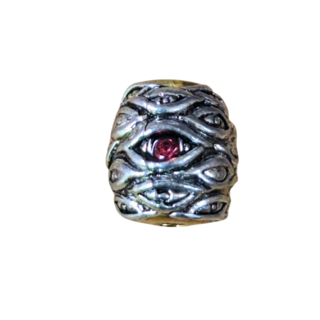 Eye decorated barrel bead , Base metal, 9 x 11mm