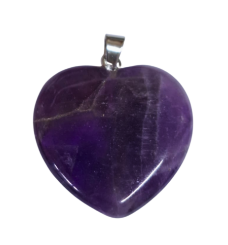 Amethyst heart pendant, 31mm incl. bail