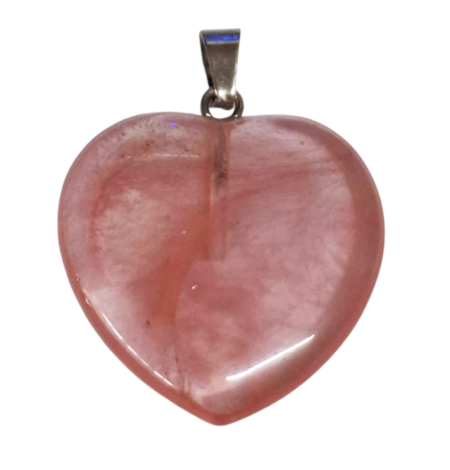 Cherry quartz heart pendant, 31mm incl. bail