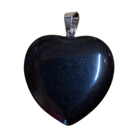 Black Onyx heart pendant, 31mm incl. bail