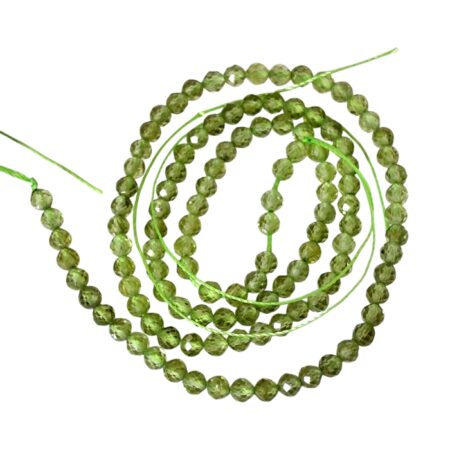 Peridote facet round shaped bead string, 3.3-3.4mm, 38cm