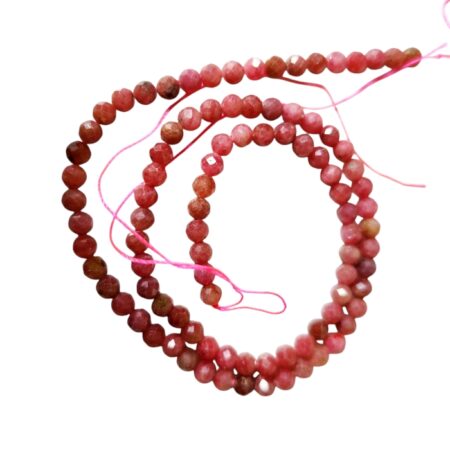 Rhodochrosite facet round shaped bead string, 4.5mm, 39cm
