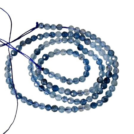 Aquamarine facet round shaped bead string, 3.1mm, 38cm
