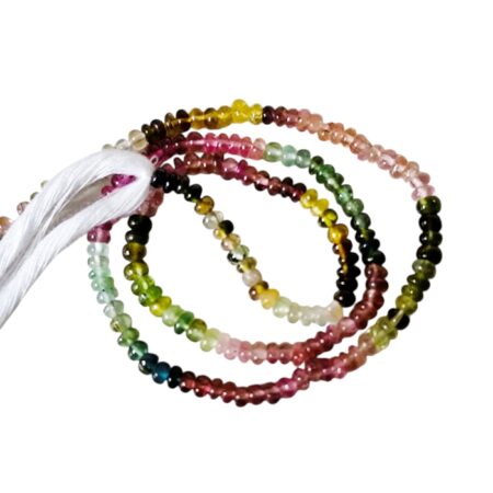 Watermelon-themed Tourmaline smooth rondelle bead strand, 3-3.4mm, 36cm