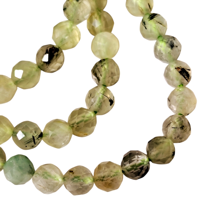 Prehnite facet round shaped bead string, 5.1mm, 39cm - Image 2