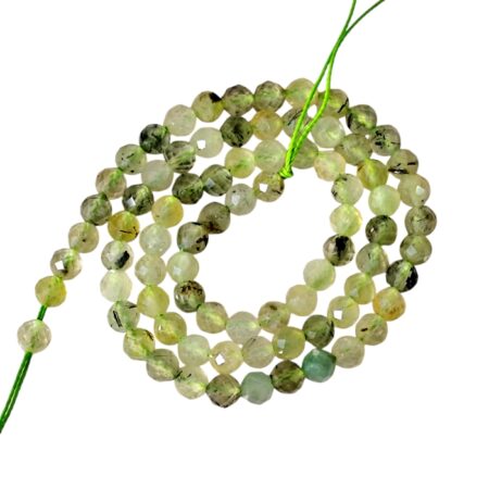 Prehnite facet round shaped bead string, 5.1mm, 39cm