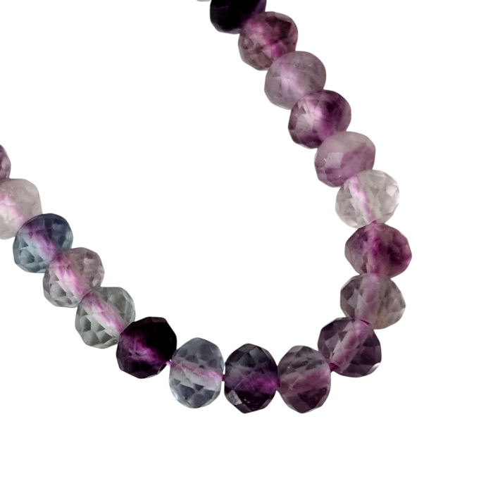 Rainbow fluorite facet Rondelle shaped bead string, 5.1mm, 39.5cm - Image 2