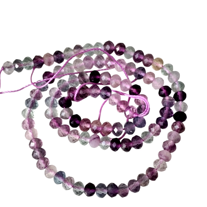 Rainbow fluorite facet Rondelle shaped bead string, 5.1mm, 39.5cm