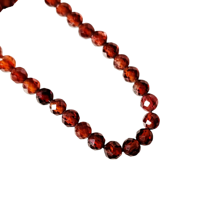 Hessonite Garnet facet round shaped bead string, 4mm, 39cm - Image 2