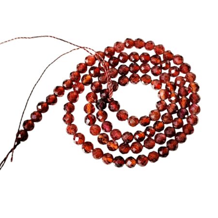 Hessonite Garnet facet round shaped bead string, 4mm, 39cm