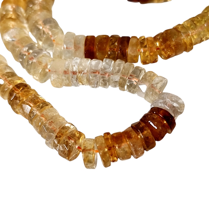 Citrine Facet Heishi disc shaped bead strand, 7.5mm, 40cm - Image 2