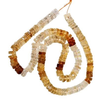 Citrine Facet Heishi disc shaped bead strand, 7.5mm, 40cm