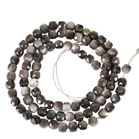 Silver Obsidian facet cube shaped bead string, 4.5-4.8mm, 39cm