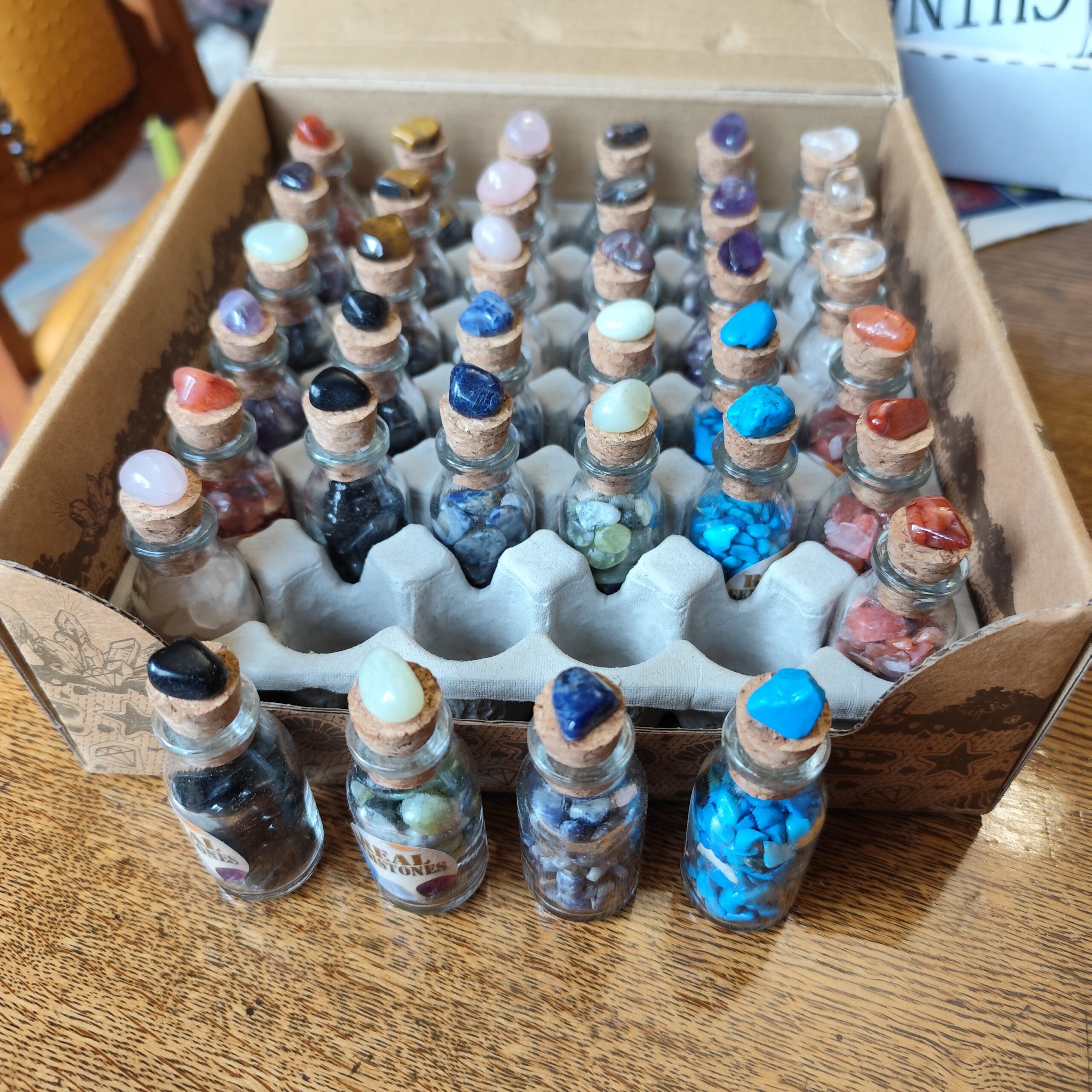 Assorted Gemstones in a mini glass bottle - Image 2