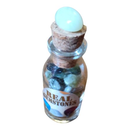 Assorted Gemstones in a mini glass bottle