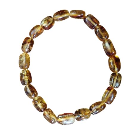 Amber rectangular barrel bead bracelet, stretchcord