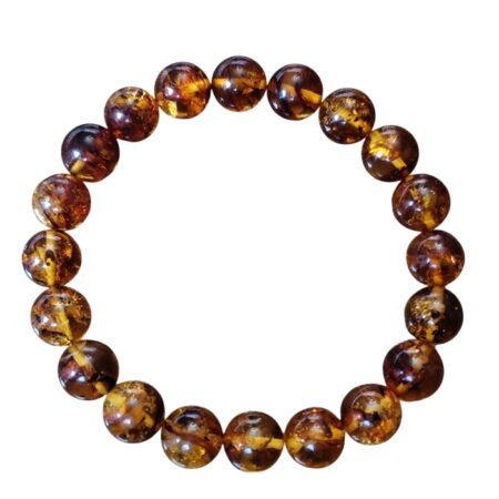 Amber bead bracelet, 9.6-9.7mm stretchcord