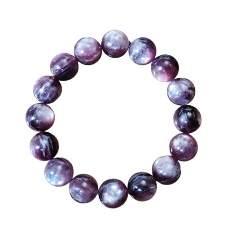 Lepidolite bead bracelet,14mm, stretchcord