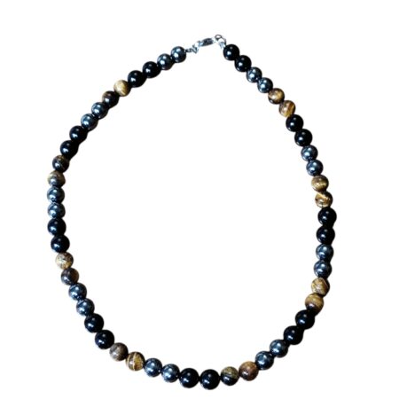 Triple Gemstone Bead Necklace 54.5cm long, 10-10.7mm size beads