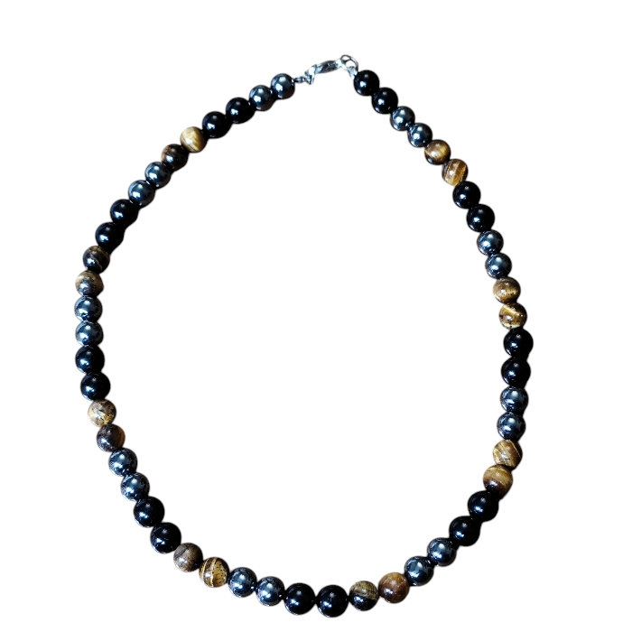 Triple Gemstone Bead Necklace 54.5cm long, 10-10.7mm size beads