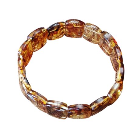 Amber rectangular panel bracelet, stretchcord