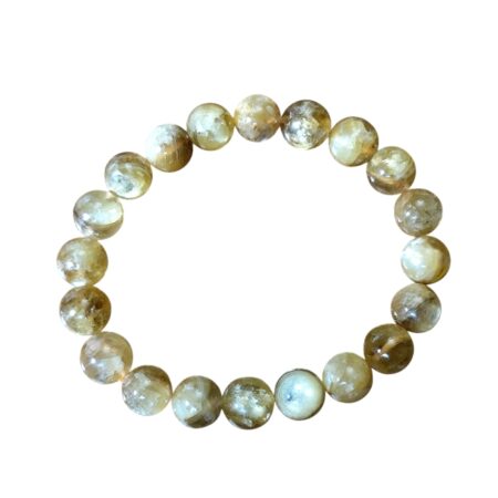 Gold Lithium Muscovite bead bracelet, 11mm, stretchcord