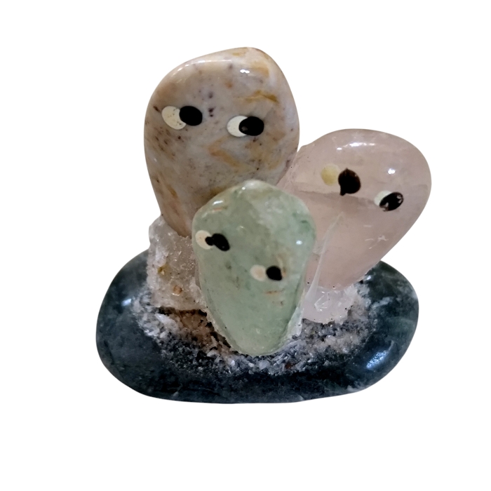 Whimsical Handmade Gemstone "Rock Family" Figurines - Image 4