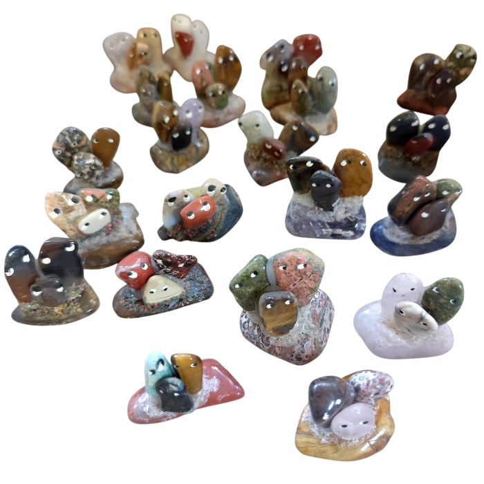 Whimsical Handmade Gemstone "Rock Family" Figurines