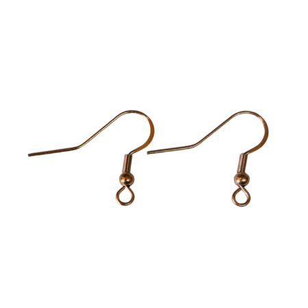 1 pair of Rose Gold Flat sided shepherd hooks with coil and bead, Stainless steel