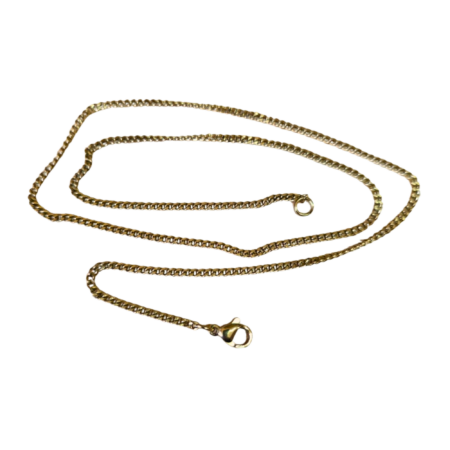 Gold Curb Chain with clasp, Stainless steel, 2mm wide, 50cm