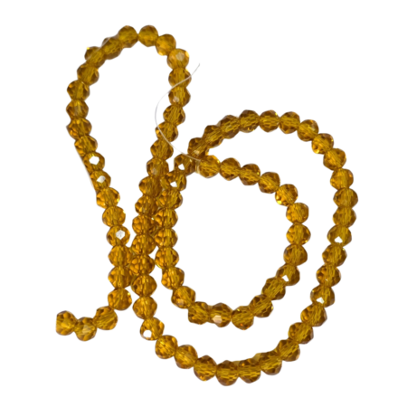 Glass bead string, faceted, rondelle, 5x6mm, Transparent Amber, 40cm