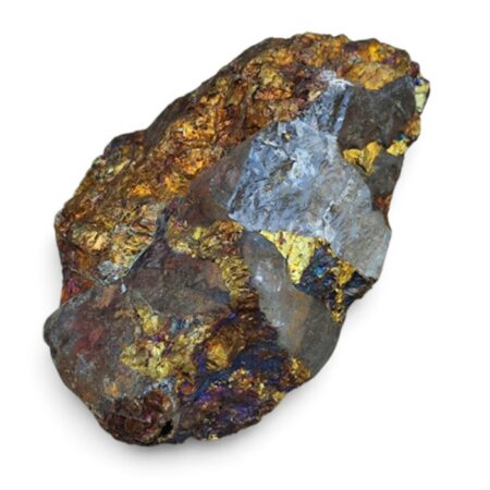 Chalcopyrite, peacock ore in quartz, 6.7cm