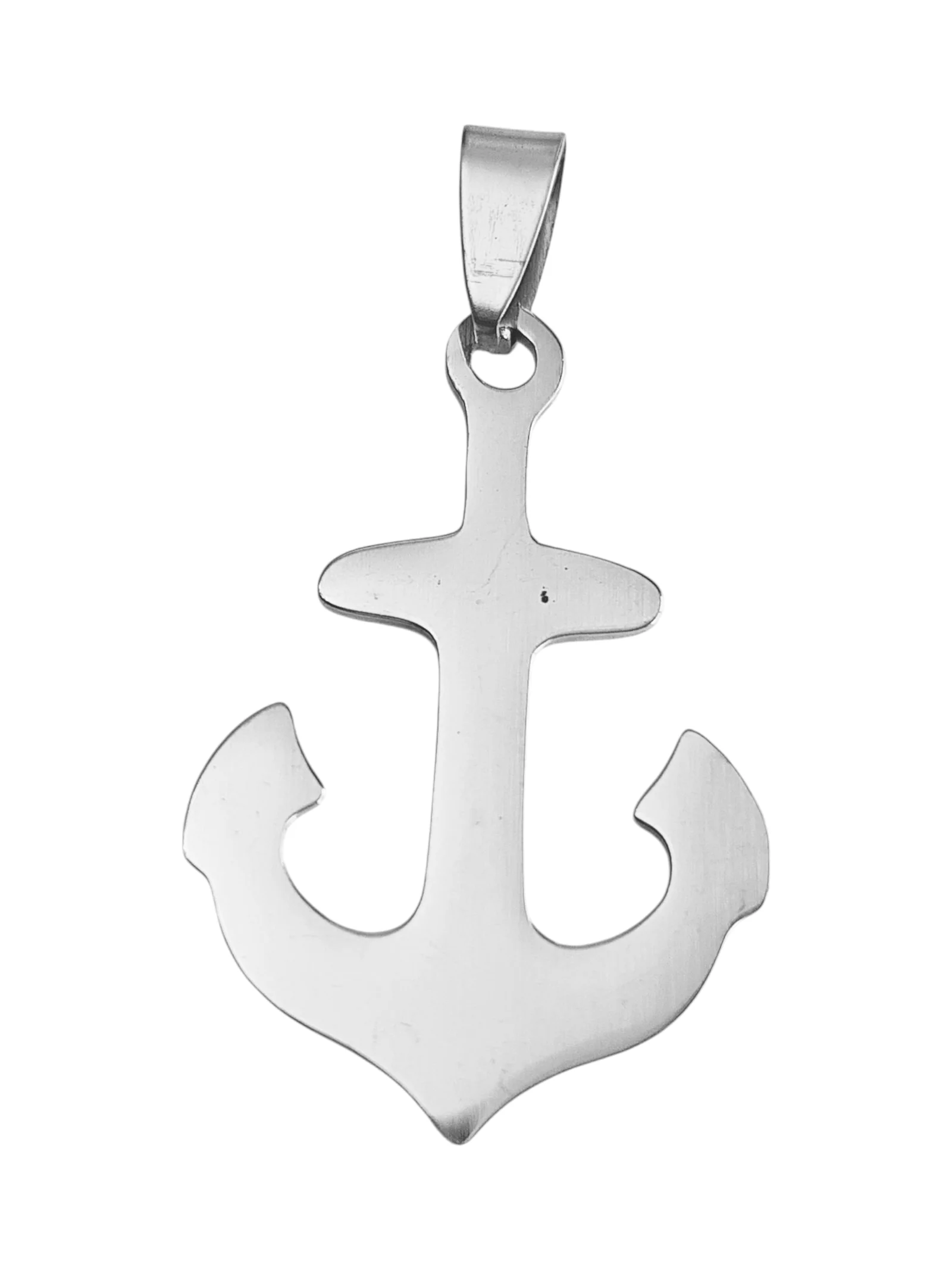 Large Anchor Pendant in Stainless Steel, 37mm excl bail
