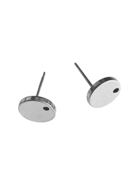 Round Disc with Hole Stainless Steel, Earring Post, 8mm