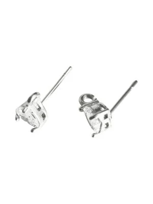 Heart shaped rhinestone in prong with loop earring post