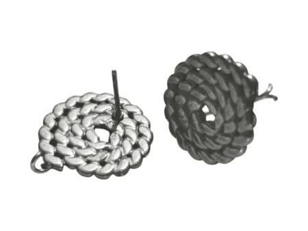 Round rope design disc post with loop earring , 16mm
