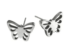 Butterfly stud Earrings, Stainless steel, 10mm