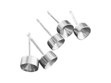 Stainless steel cup stud earring, Fits 5 mm Brilliant Cut Stone