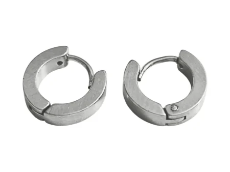 Silver Stainless Steel Earrings Huggies, 13×4.2mm