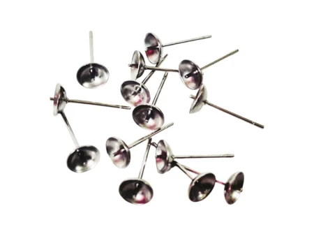 Blank Earring Post with Bezel, Fits 5mm bead or pearl