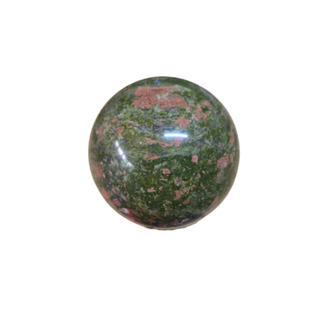 Unakite sphere, 8.9cm (Roughly the size of a small cup or glass coaster)