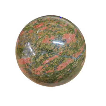 Unakite sphere, 13.7cm (Roughly the size of a souvenir Soccer ball)
