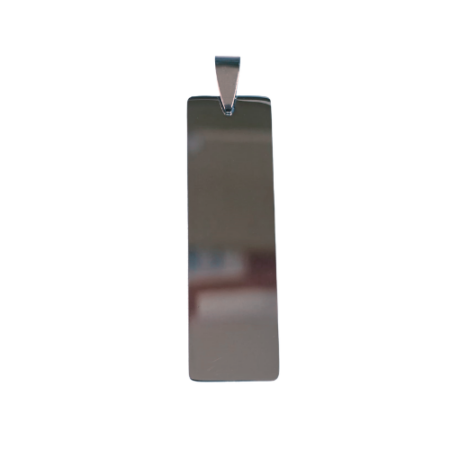 Rectangular tag in stainless steel with bail, 50mm