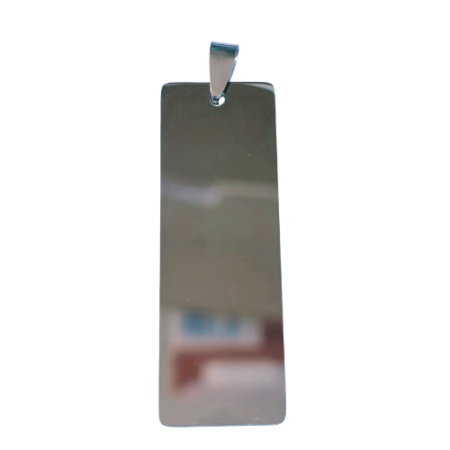 Rectangular tag in stainless steel with bail, 55mm