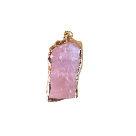 Rough Rose quartz pendant with gold edges, 25-40mm