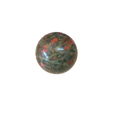Unakite sphere, 9.4cm (Roughly the size of a drink coaster)