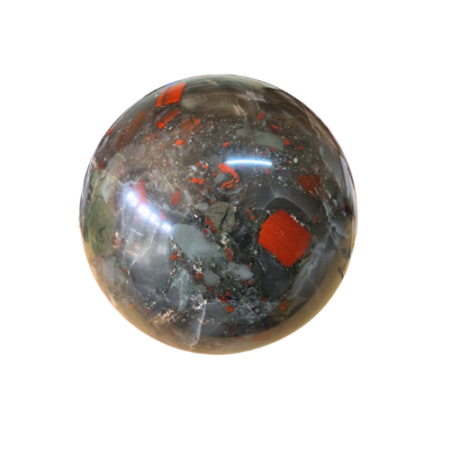 Swazi Bloodstone sphere,14cm (Roughly the size of a skills soccer ball)