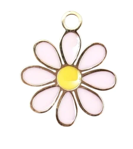 Delicate, daisy-style floral pendant, Pink, 11mm