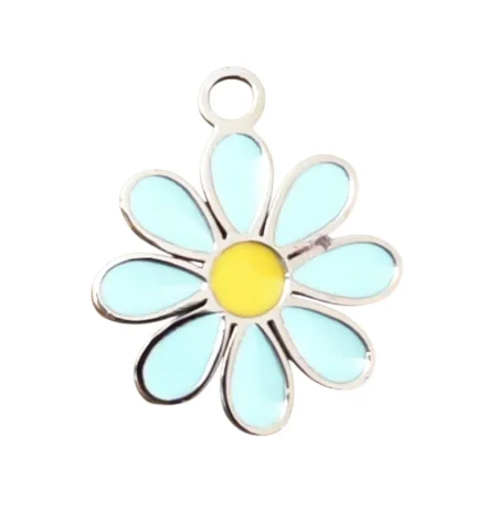 Delicate, daisy-style floral pendant, Blue, 11mm