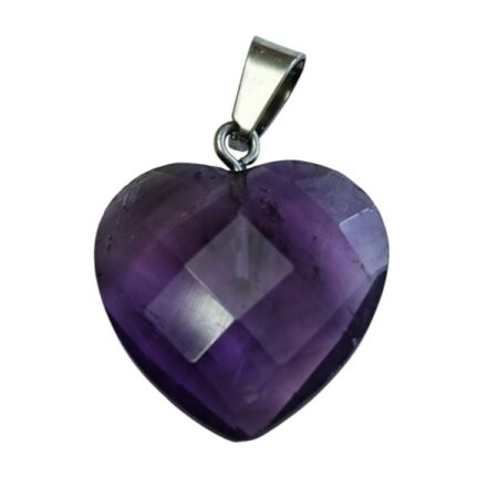 Amethyst faceted heart pendant, 29mm incl.bail